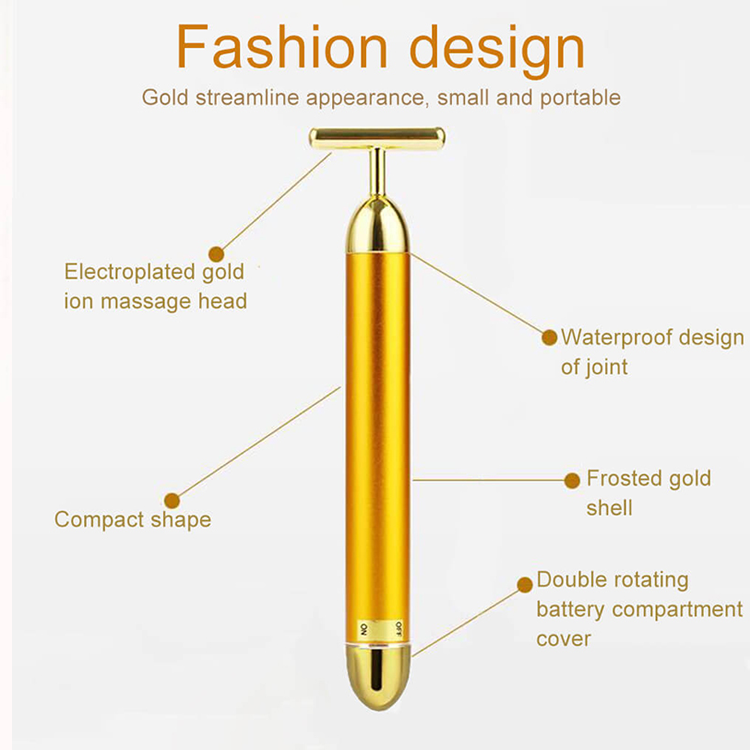 24K Gold Energy Beauty Bar Electric Facial Massage Roller