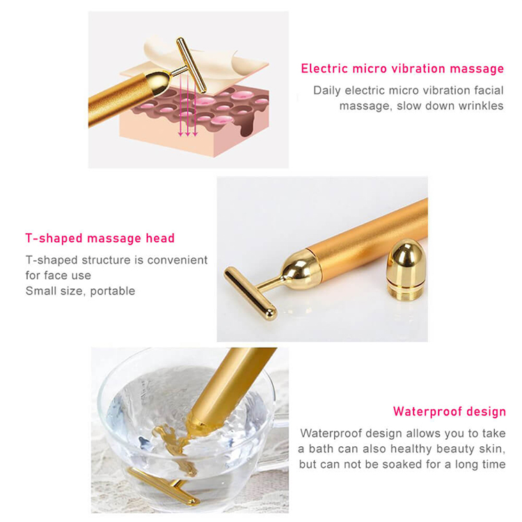 24K Gold Energy Beauty Bar Electric Facial Massage Roller