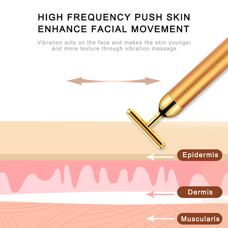 24K Gold Energy Beauty Bar Electric Facial Massage Roller