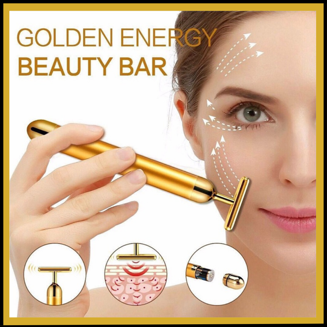 24K Gold Energy Beauty Bar Electric Facial Massage Roller