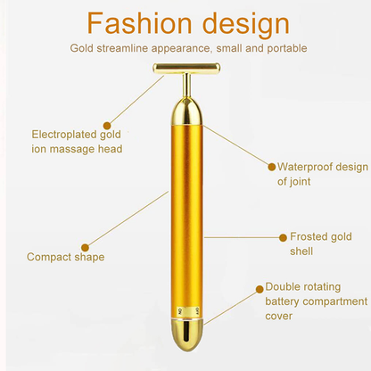 24K Gold Energy Beauty Bar Electric Facial Massage Roller